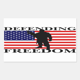 Patriotic Defending Freedom Rectangular Sticker