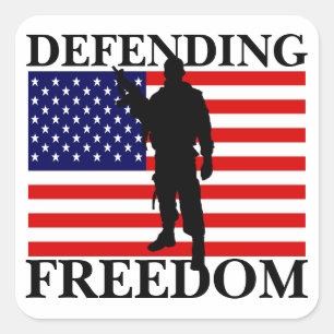 Patriotic Defending Freedom Square Sticker