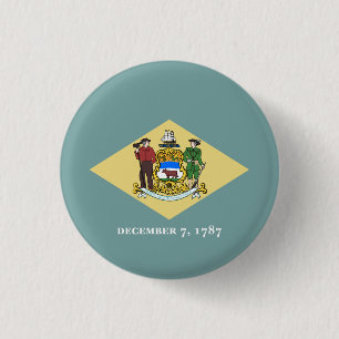Patriotic Delaware State Flag 3 Cm Round Badge