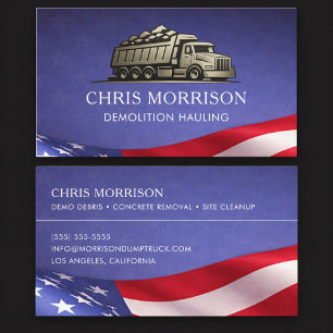 Patriotic Demolition Service Service Truck Business Card