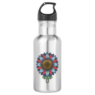 Patriotic Denim Sunflower Ornament Vintage 532 Ml Water Bottle