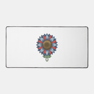 Patriotic Denim Sunflower Ornament Vintage Desk Mat