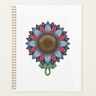 Patriotic Denim Sunflower Ornament Vintage Planner