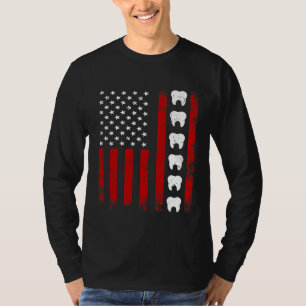Patriotic Dentist American Flag USA Tooth US Flag  T-Shirt