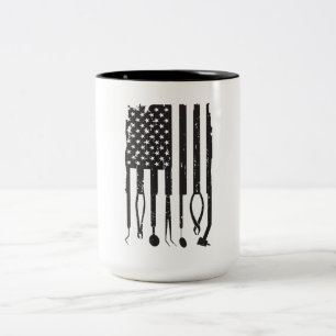 Patriotic Dentist Dental Hygienist American Flag Two-Tone Coffee Mug