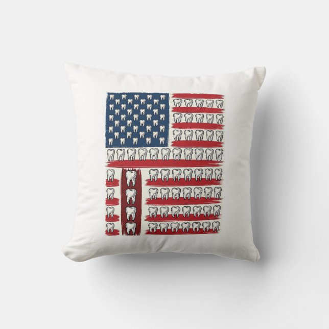 Patriotic Dentist Tooth Flag Cushion (Front)