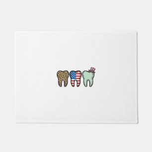 Patriotic Dentist Tooth Vintage Leopard Shirt Desi Doormat