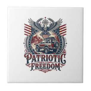 Patriotic Desert Road Explorer Ceramic Tile