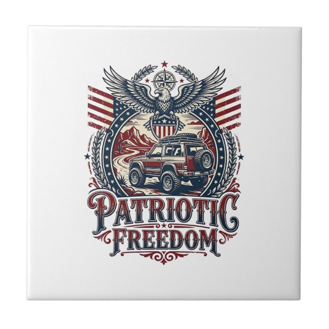 Patriotic Desert Road Explorer Ceramic Tile (Front)