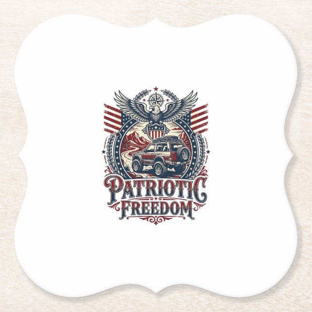 Patriotic Desert Road Explorer Paper Coaster (Front)