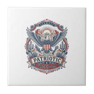 Patriotic Desert Southwest Pride Vector Graphic Te Ceramic Tile