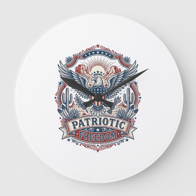 Patriotic Desert Southwest Pride Vector Graphic Te Large Clock (Front)