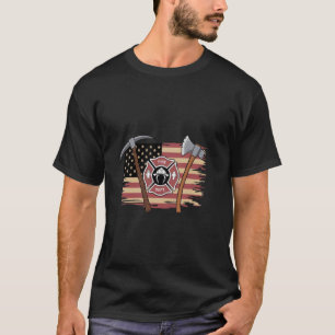 Patriotic Design Axe Halligan Thin Line Red Firefi T-Shirt