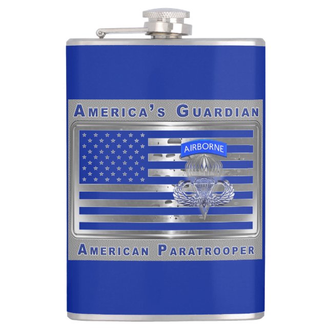 Patriotic Designed American Paratrooper Flag Hip Flask (Front)