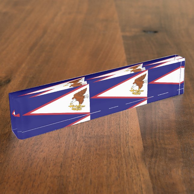 Patriotic desk nameplate with American Samoa flag (Side)