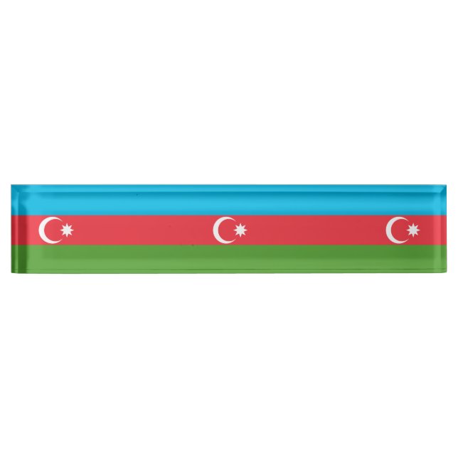 Patriotic desk nameplate with Flag of Azerbaijan (Front)
