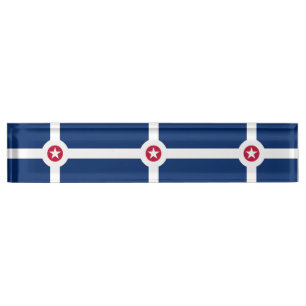Patriotic desk nameplate with Flag of Indianapolis