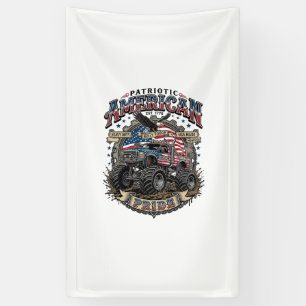 Patriotic Diesel Beast Freedom Monster Truck Heavy Banner