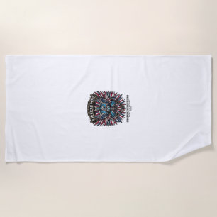 Patriotic Digital Flag Guardian Cyberpunk Future F Beach Towel