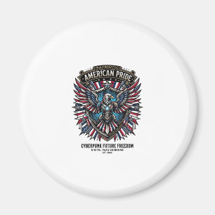 Patriotic Digital Flag Guardian Cyberpunk Future F Magnet