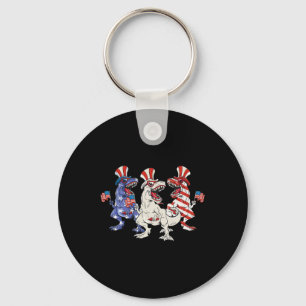Patriotic Dinosaur 4th Of July Us Toddler Kids Ame Key Ring