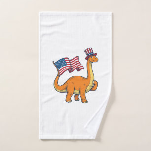 Patriotic Dinosaur Flag Vintage Engraving Shirt_1 Hand Towel