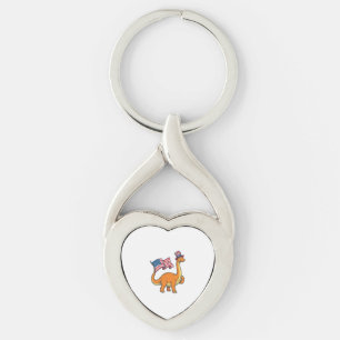 Patriotic Dinosaur Flag Vintage Engraving Shirt_1 Key Ring