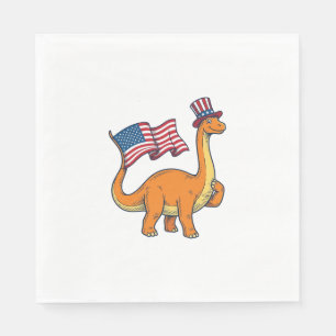 Patriotic Dinosaur Flag Vintage Engraving Shirt_1 Napkin