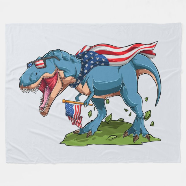 Patriotic Dinosaur Fleece Blanket (Front (Horizontal))