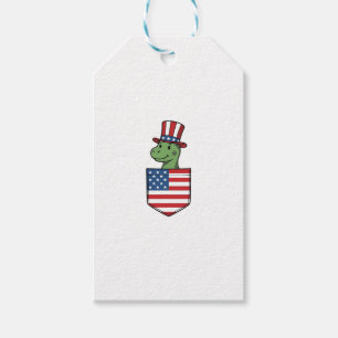 Patriotic Dinosaur Pocket Vintage Shirt Design_1 Gift Tags