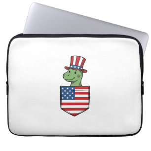 Patriotic Dinosaur Pocket Vintage Shirt Design_1 Laptop Sleeve