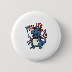 Patriotic Dinosaur Vintage Vector Shirt Design_1 6 Cm Round Badge
