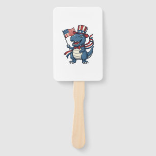 Patriotic Dinosaur Vintage Vector Shirt Design_1 Hand Fan