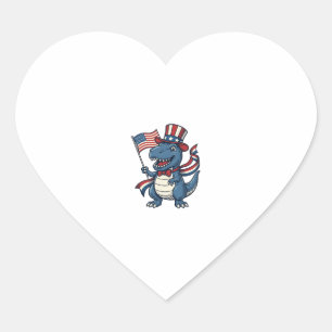Patriotic Dinosaur Vintage Vector Shirt Design_1 Heart Sticker