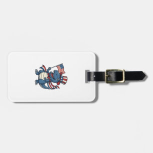 Patriotic Dinosaur Vintage Vector Shirt Design_1 Luggage Tag