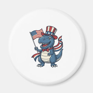 Patriotic Dinosaur Vintage Vector Shirt Design_1 Magnet