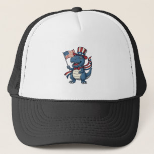 Patriotic Dinosaur Vintage Vector Shirt Design_1 Trucker Hat
