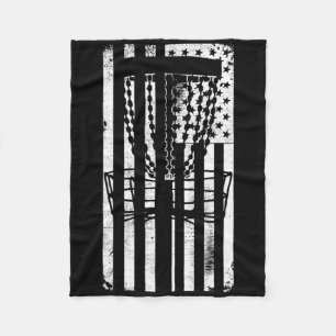 Patriotic Disc Golf American Flag Distressed  Fleece Blanket