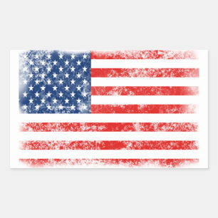 Patriotic Distressed American Flag Rectangular Sticker
