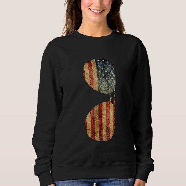 Patriotic Distressed American Flag Sunglasses Sweatshirt (Front)