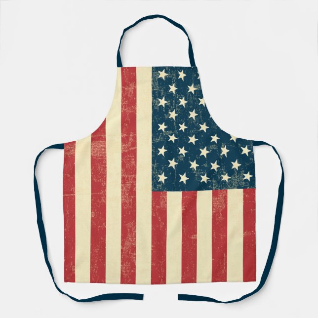 Patriotic Distressed USA Flag Apron (Front)