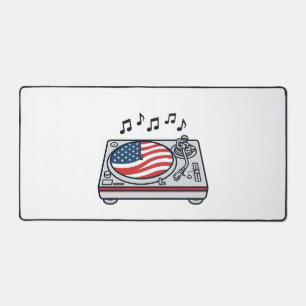 Patriotic DJ Turntable Music Vintage Shirt Design_ Desk Mat