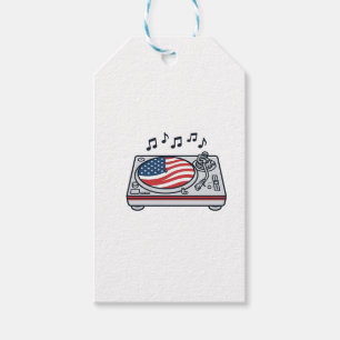 Patriotic DJ Turntable Music Vintage Shirt Design_ Gift Tags