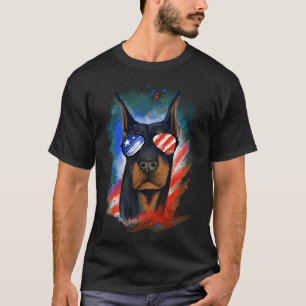 Patriotic Doberman American Flag Doberman Pinscher T-Shirt