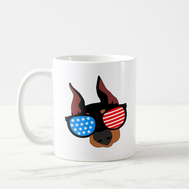 Patriotic Doberman Coffee Mug (Left)