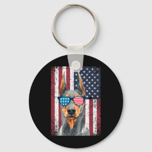 Patriotic Doberman Pinscher 4th Of July Usa Americ Key Ring