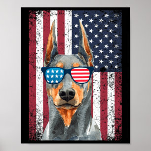 Patriotic Doberman Pinscher 4th Of July Usa Americ Poster