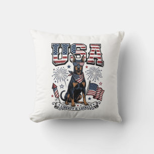 Patriotic Doberman USA Vintage Engraving Shirt Des Cushion