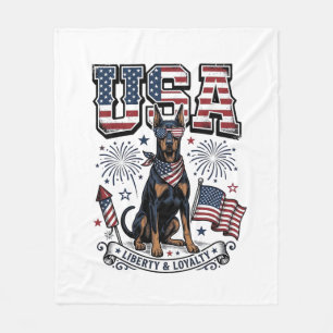 Patriotic Doberman USA Vintage Engraving Shirt Des Fleece Blanket