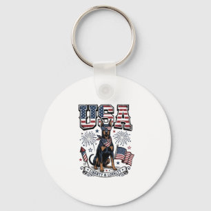 Patriotic Doberman USA Vintage Engraving Shirt Des Key Ring